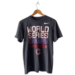 Nike Chicago Cubs Baseball World Series 2016 Champs Gray Dri-Fit T-Shirt Medium